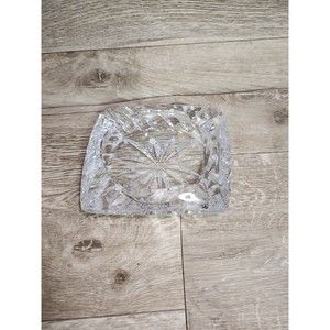 Ash Tray Vintage Cut Crystal 5" x 5" Square Light Capturing Starburst Design